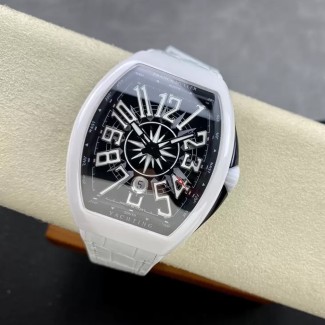 T+공장 프랭크 뮬러 뱅가드 V45 화이트 세라믹 케이스 블랙 다이얼 45mm