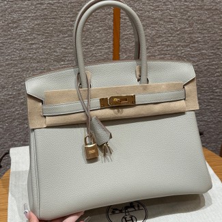 최고퀄 에르메스 올수공 버킨 30 라이트 그레이 토고 가죽 금장
