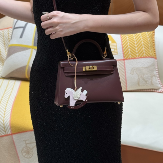 최고퀄 에르메스 올수공 켈리 미니 와인 레드 박스 가죽 금장