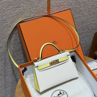 최고퀄 에르메스 올수공 켈리 미니 크레 & 라임 엡송 가죽 금장
