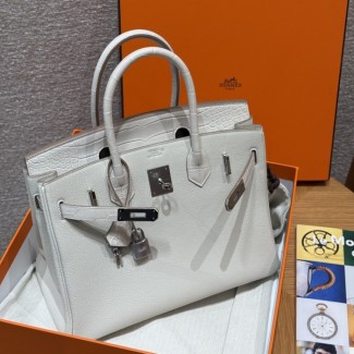 올수공 에르메스 버킨 30 Beton 토고 & 악어 가죽 실버 하드웨어