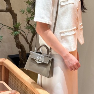 올수공 에르메스 미니 켈리 18/Etoupe 체브레 가죽 실버 하드웨어