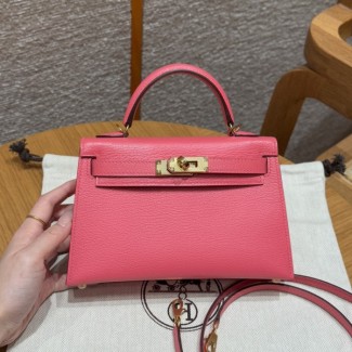 올수공 에르메스 미니 켈리 U5/Rose lipstick 체브레 가죽 골드 하드웨어