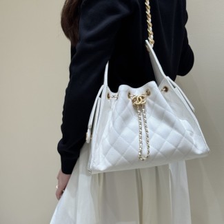 샤넬 25 스몰 핸드백 스웨이드 카프스킨 & 골드 메탈 화이트