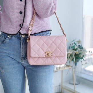 팬더샵 샤넬 23K 19 빈티지 카프스킨 체인 플랩백 핑크