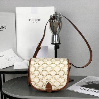 셀린느 트리옹프 미디엄 폴코 크로스 백 화이트 191502