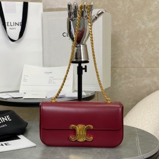 셀린느 트리오페 캔버스 체인 숄더백 버건디 197993