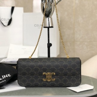 셀린느 레더 트리오페 플랩 체인백 탄 197412