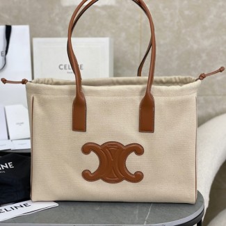 셀린느 퀴르 트리오페 드로우스트링 라지 토트백 내추럴 탄 199973