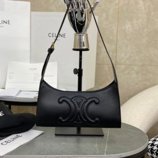 셀린느 스무스 카프스킨 트리옹프 레더 숄더백 블랙 198153