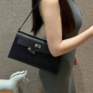 올수공 에르메스 켈리 엘란 noir 쉐브르 가죽 실버 하드웨어