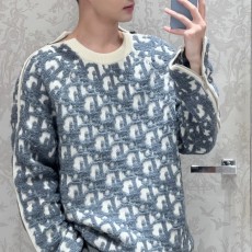 디올 오블리크 스웨터 버진 울 코튼 블렌드 자카드