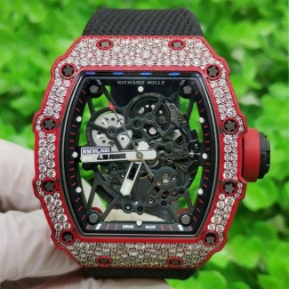 CNC 커스텀 리차드밀 라파엘 나달 레드 카본 랩 다이아 세팅 RM35-02