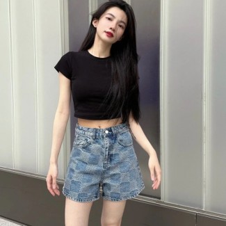 루이비통 다미에 3D 라이트 데님 숏 팬츠