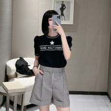 디올 숏슬리브 스웨터 캐시미어 울 니트 네이비