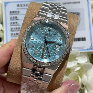 CNC 커스텀 제작 롤렉스 랜드웰러 플래티넘 다이얼 바게트 다이아 베젤 40mm 127286